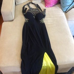 Long navy blue gown